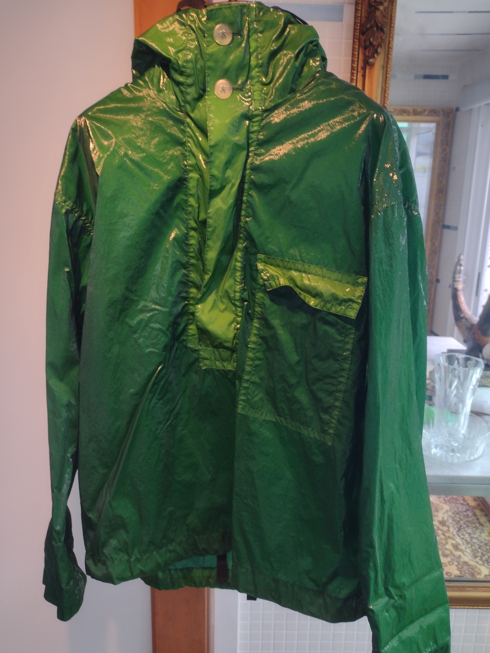 Dries Van Noten Green Glossy Raincoat